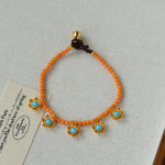 Blue Turquoise Flower Pendant Bead Bracelet gembea jewelry
