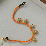 Blue Turquoise Flower Pendant Bead Bracelet gembea jewelry