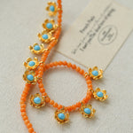 Blue Turquoise Flower Pendant Bead Necklace gembea jewelry