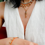 Blue Turquoise Flower Pendant Bead Necklace gembea jewelry