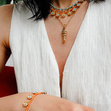 Blue Turquoise Flower Pendant Bead Necklace gembea jewelry