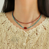 Blue Phosphorus Gray Agate Beaded Necklace - Gembea Jewelry