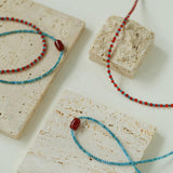 Blue Phosphorus Gray Agate Beaded Necklace - Gembea Jewelry