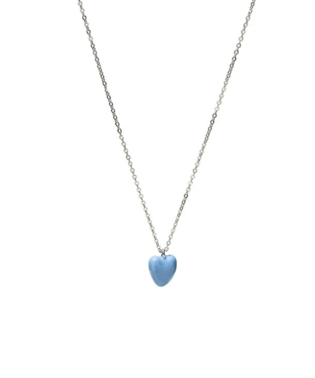 Blue Enamel Heart-shaped Necklace gembea jewelry