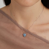 Blue Enamel Heart-shaped Necklace gembea jewelry