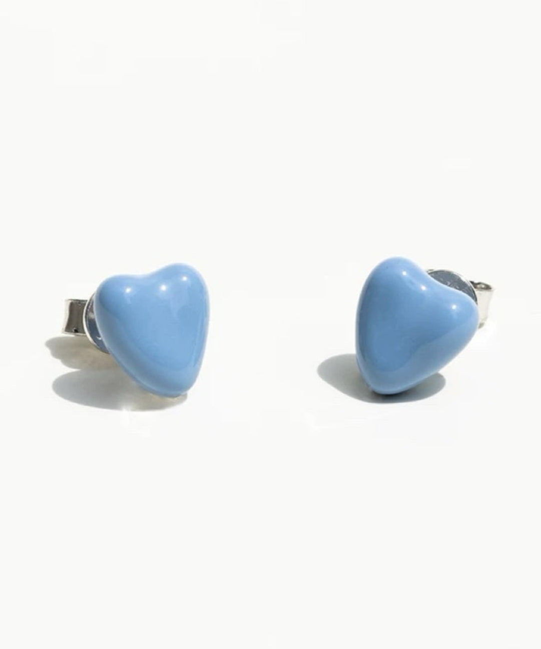 Blue Enamel Heart-shaped Stud Earrings gembea jewelry
