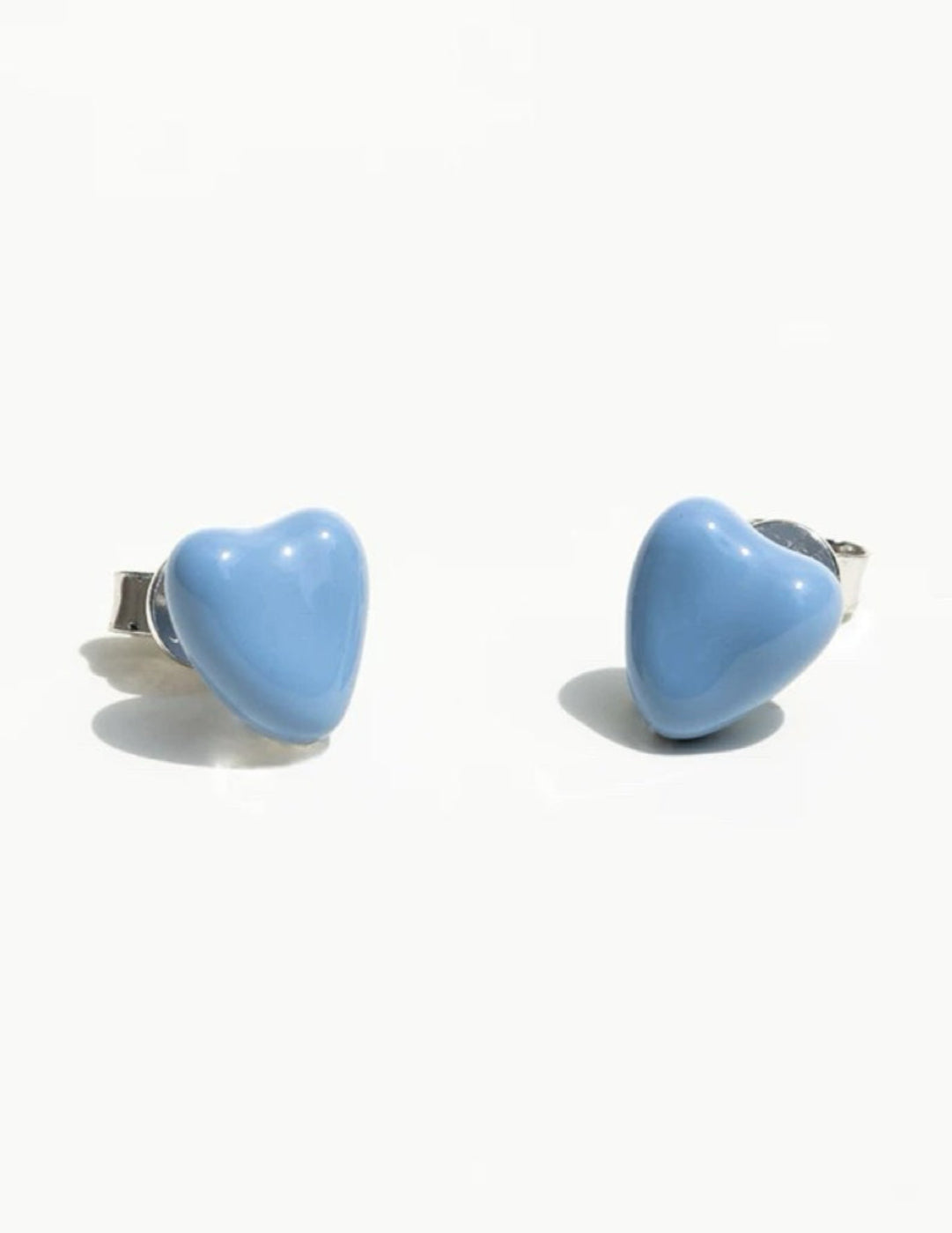 Blue Enamel Heart-shaped Stud Earrings gembea jewelry