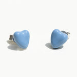 Blue Enamel Heart-shaped Stud Earrings gembea jewelry