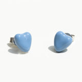 Blue Enamel Heart-shaped Stud Earrings gembea jewelry