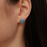 Blue Enamel Heart-shaped Stud Earrings gembea jewelry