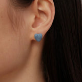 Blue Enamel Heart-shaped Stud Earrings gembea jewelry