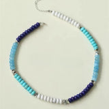Blue Ocean Natural Stone Beaded Necklace gembea jewelry