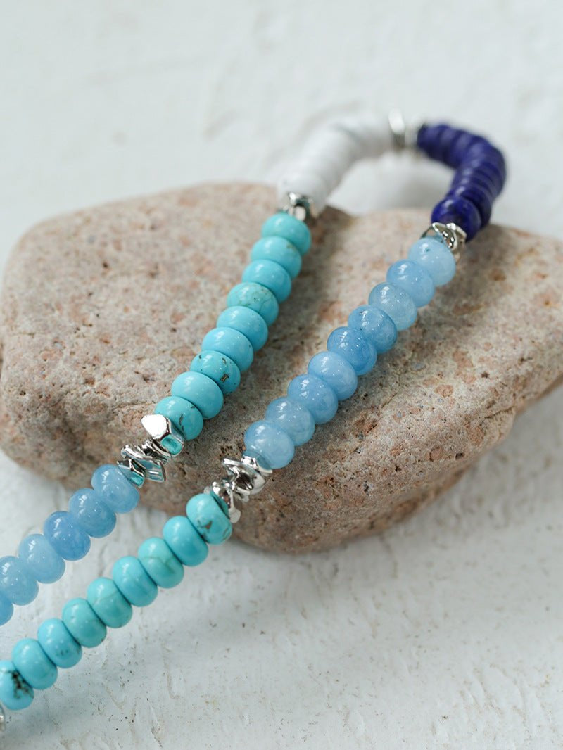 Blue Ocean Natural Stone Beaded Necklace gembea jewelry