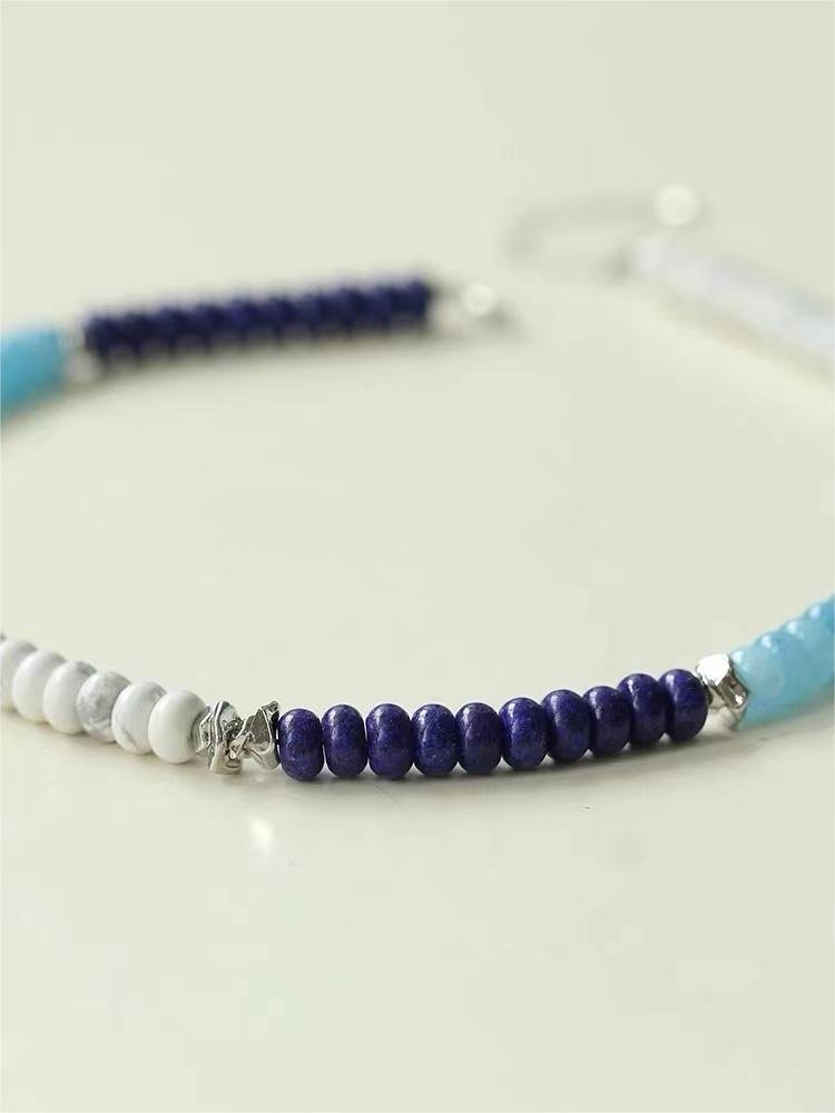 Blue Ocean Natural Stone Beaded Necklace gembea jewelry