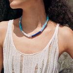 Blue Ocean Natural Stone Beaded Necklace gembea jewelry