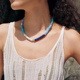 Blue Ocean Natural Stone Beaded Necklace gembea jewelry