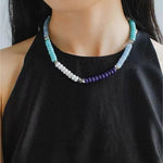 Blue Ocean Natural Stone Beaded Necklace gembea jewelry