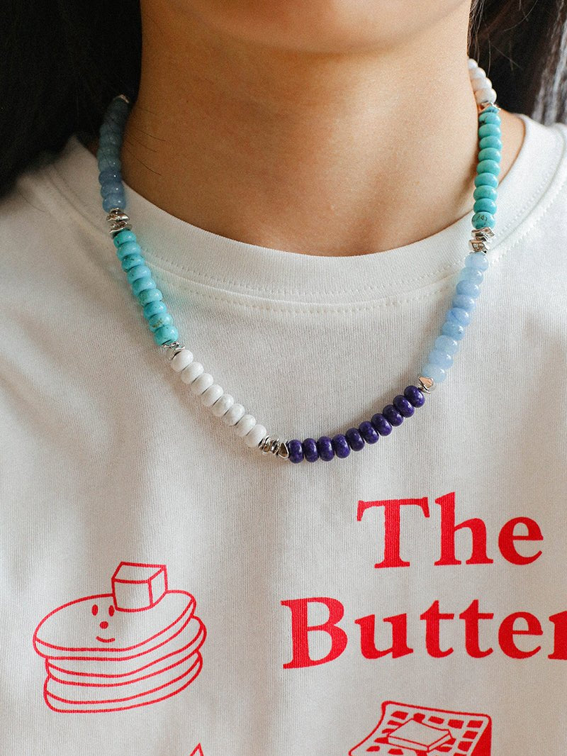 Blue Ocean Natural Stone Beaded Necklace gembea jewelry
