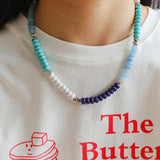 Blue Ocean Natural Stone Beaded Necklace gembea jewelry