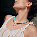 Blue Ocean Natural Stone Beaded Necklace gembea jewelry