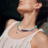 Blue Ocean Natural Stone Beaded Necklace gembea jewelry