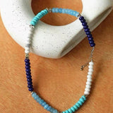 Blue Ocean Natural Stone Beaded Necklace gembea jewelry