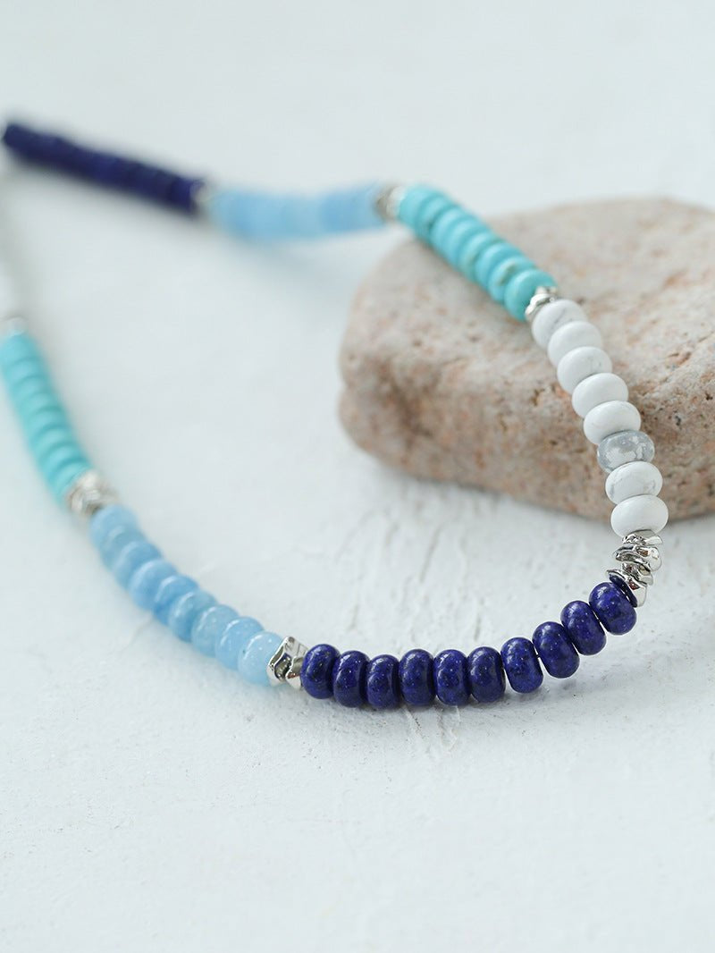 Blue Ocean Natural Stone Beaded Necklace gembea jewelry