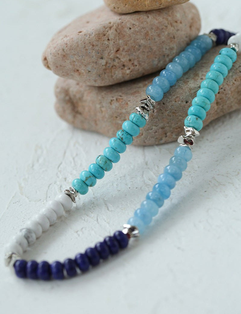 Blue Ocean Natural Stone Beaded Necklace gembea jewelry