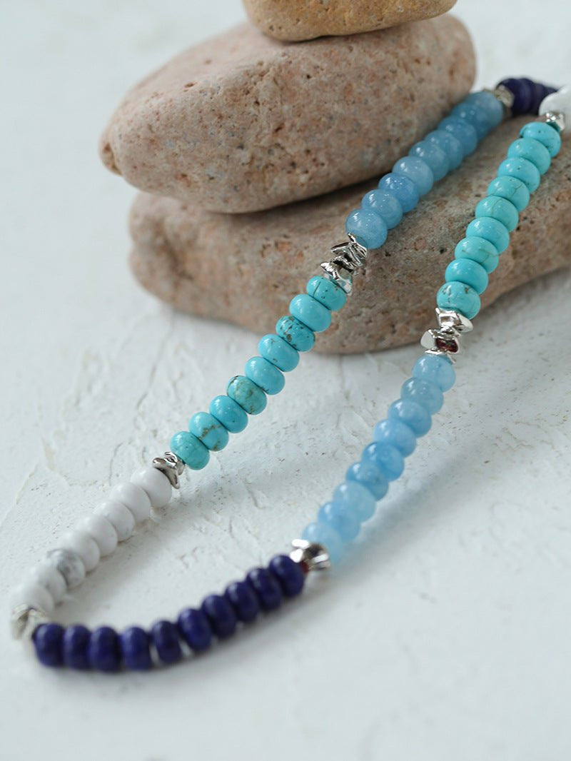 Blue Ocean Natural Stone Beaded Necklace gembea jewelry