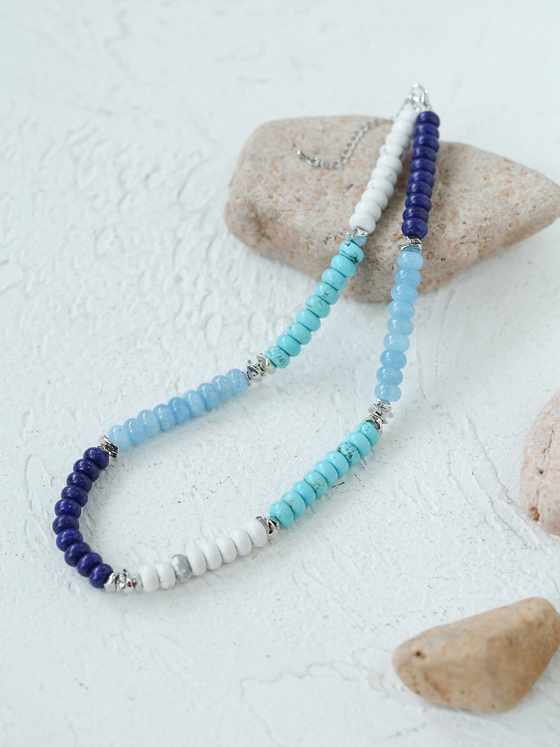 Blue Ocean Natural Stone Beaded Necklace gembea jewelry