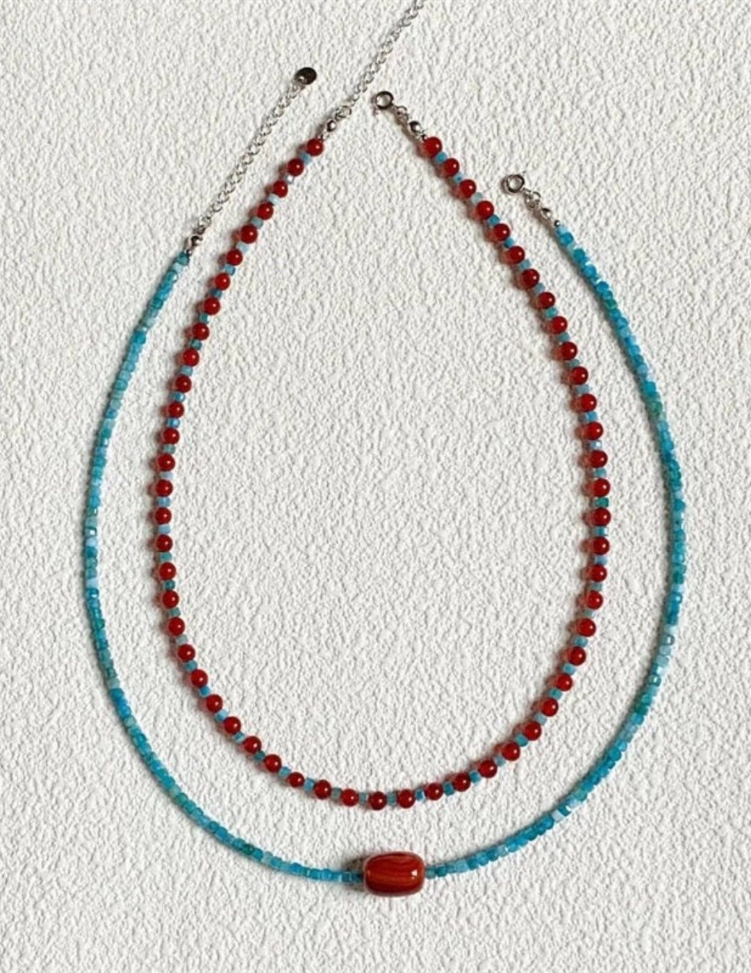 Blue Phosphorus Gray Agate Beaded Necklace gembea jewelry