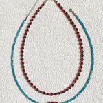 Blue Phosphorus Gray Agate Beaded Necklace gembea jewelry