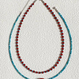 Blue Phosphorus Gray Agate Beaded Necklace gembea jewelry
