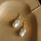 Spring Heartbeat Blue Turquoise Baroque Earrings - Gembea Jewelry