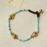 Blue Turquoise Golden Koi Beaded Bracelet gembea jewelry