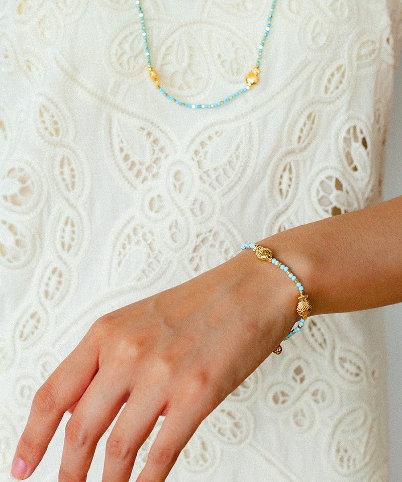Blue Turquoise Golden Koi Beaded Bracelet gembea jewelry