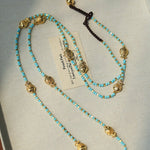 Blue Turquoise Golden Koi Beaded Long Necklace gembea jewelry
