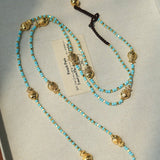 Blue Turquoise Golden Koi Beaded Long Necklace gembea jewelry
