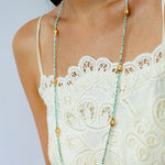 Blue Turquoise Golden Koi Beaded Long Necklace gembea jewelry