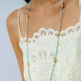 Blue Turquoise Golden Koi Beaded Long Necklace gembea jewelry