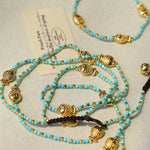 Blue Turquoise Golden Koi Beaded Long Necklace gembea jewelry