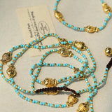 Blue Turquoise Golden Koi Beaded Long Necklace gembea jewelry