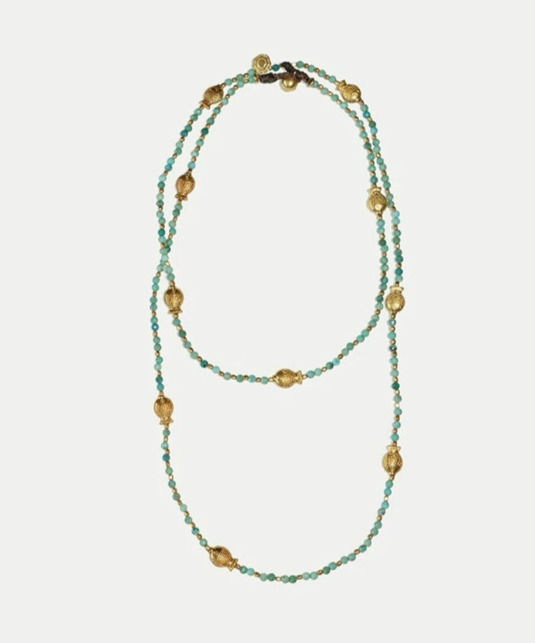 Blue Turquoise Golden Koi Beaded Long Necklace gembea jewelry