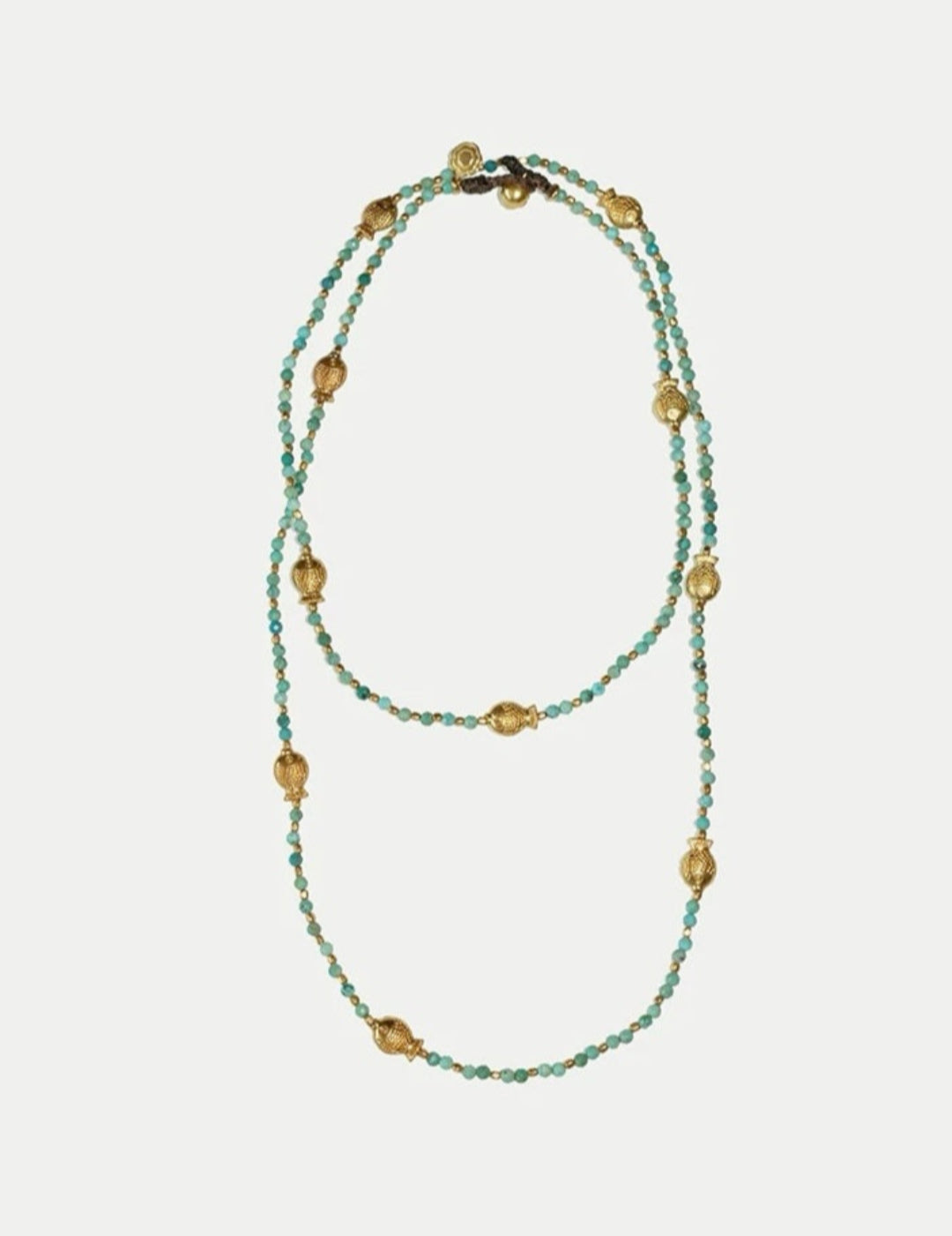 Blue Turquoise Golden Koi Beaded Long Necklace gembea jewelry