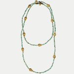 Blue Turquoise Golden Koi Beaded Long Necklace gembea jewelry