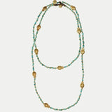 Blue Turquoise Golden Koi Beaded Long Necklace gembea jewelry