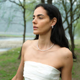 Blush Petal Irregular Rose Quartz Pearl Necklace gembea jewelry