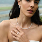 Blush Petal Irregular Rose Quartz Pearl Necklace gembea jewelry