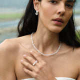 Blush Petal Irregular Rose Quartz Pearl Necklace gembea jewelry