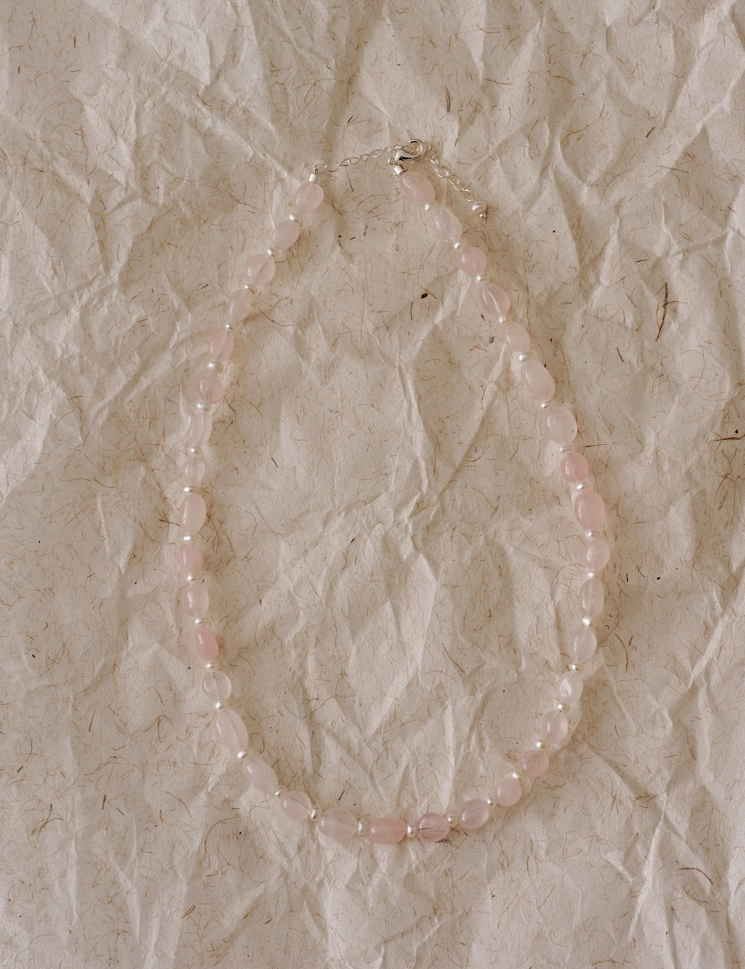 Blush Petal Irregular Rose Quartz Pearl Necklace gembea jewelry